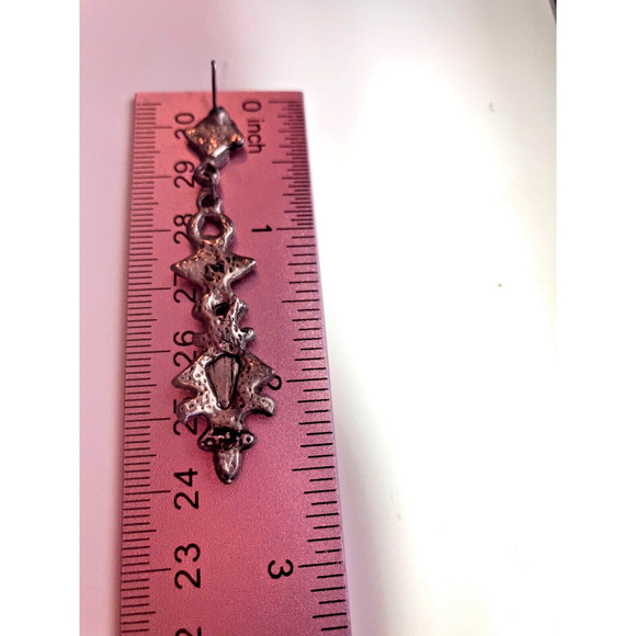 Purple Silver-Tone Art Nouveau Marcasite Drop 2.5" Earrings! - Picture 12 of 12